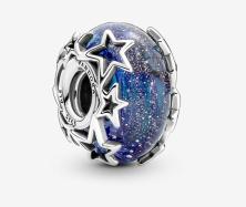 Korálek Pandora Galaxy Blue & Star Murano 790015C00