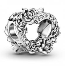 Korálek Pandora Open Heart & Rose Flowers 799281C01