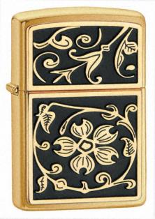 Zapalovač Zippo Gold Floral Flush Emblem 23053