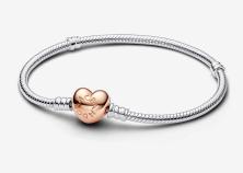 Náramek Pandora Moments Heart & Snake Chain 14k rose gold plating 580719-19