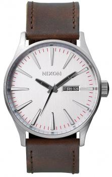 Hodinky Nixon Sentry Leather Silver Brown A105 1113
