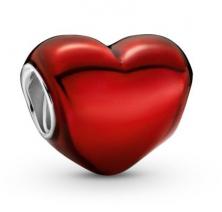 Korálek Pandora Metallic Red Heart 799291C02