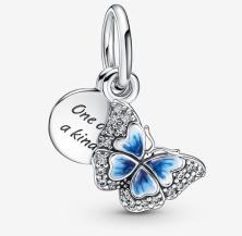 Přívěšek Pandora Blue Butterfly & Quote 790757C01