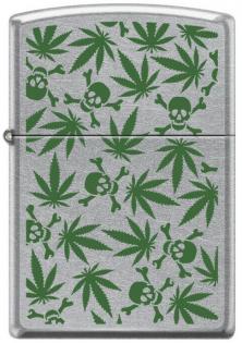 Zapalovač Zippo Cannabis Leaf Skulls 8969