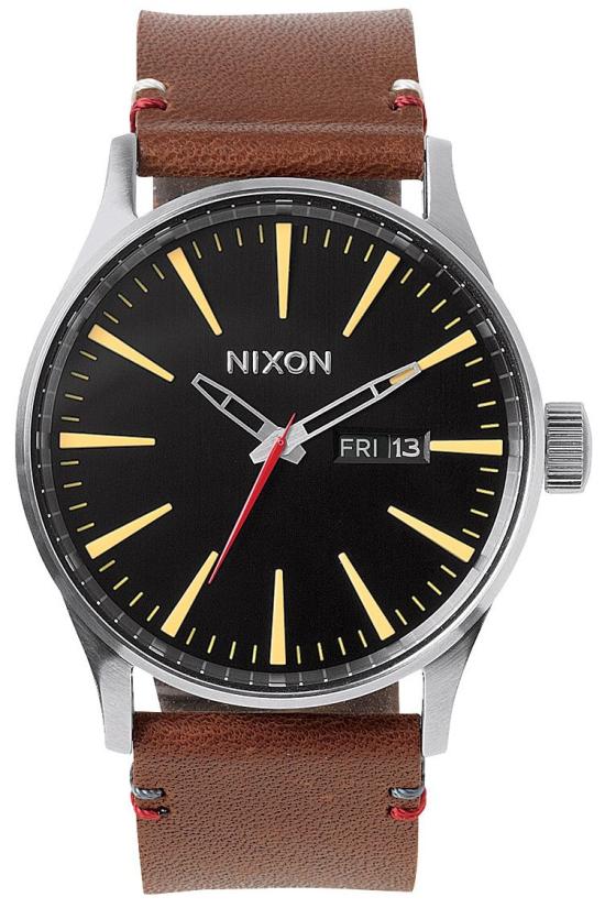 Hodinky Nixon Sentry Leather Black Brown A105 019