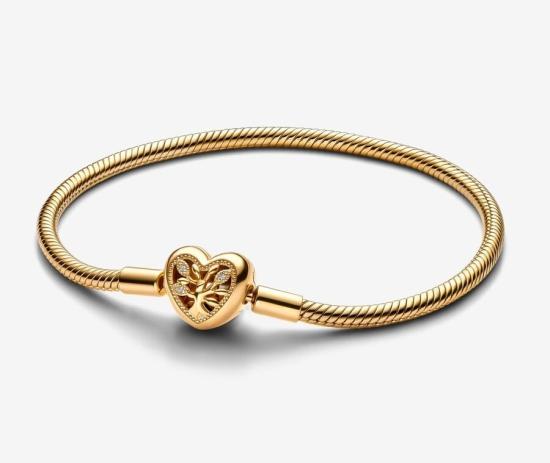 Náramek Pandora Family Tree Heart Clasp Snake Chain 14k gold plating 563516C01-20