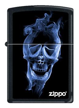 Zapalovač Zippo Blue Flaming Skull 1585