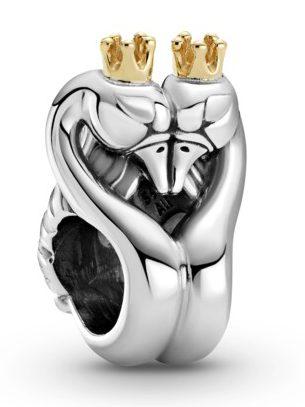 Korálek Pandora Two-Tone Swans and Heart 799315C00