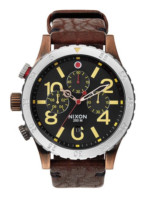 Hodinky Nixon 48-20 Chrono Leather Antique Copper A363 1625