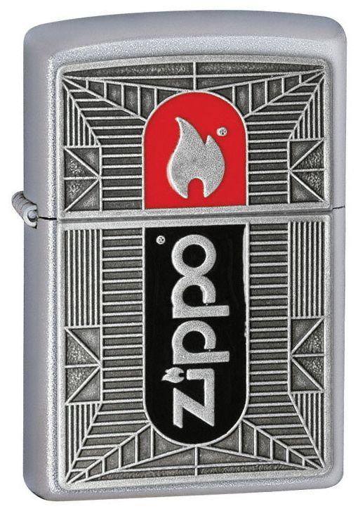 Zapalovač Zippo Blk/Red Chrome Emblem 20283