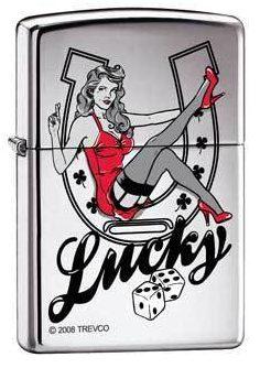 Zapalovač Zippo Lucky Pinup Girl - Horseshoe 6266