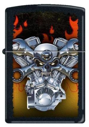 Zapalovač Zippo Wrenched Skull Engine 9089