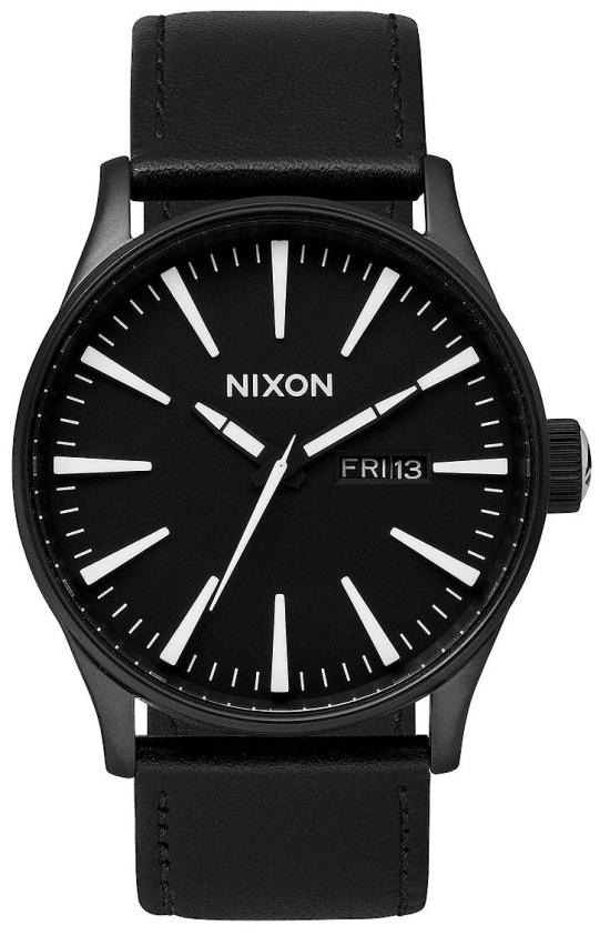 Hodinky Nixon Sentry Leather Black White A105 005