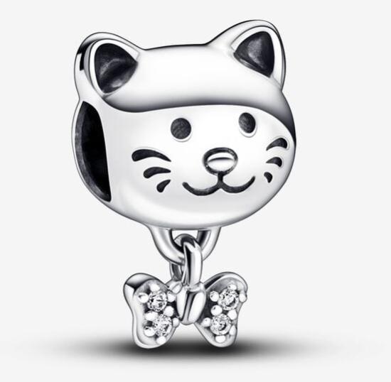 Korálek Pandora Pet Cat & Bow 792255C01